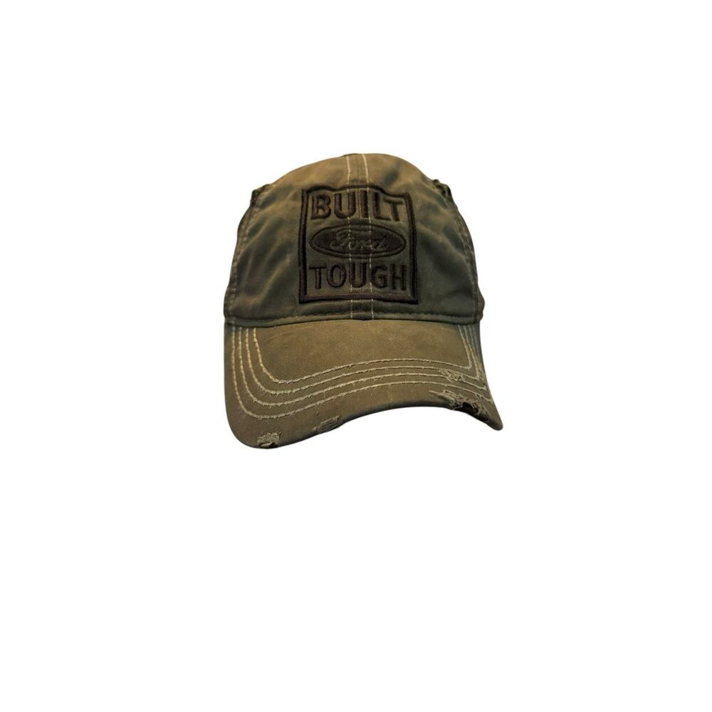 Ford Built Ford Tough Distressed Embroidered Adjustable Hat Cap